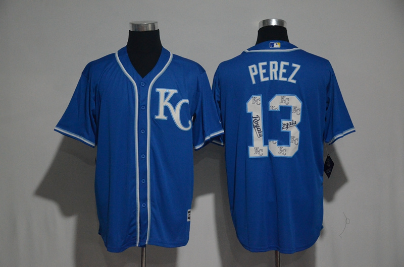 2017 MLB Kansas City Royals #13 Perez Blue Spring Training Flex Base Jersey